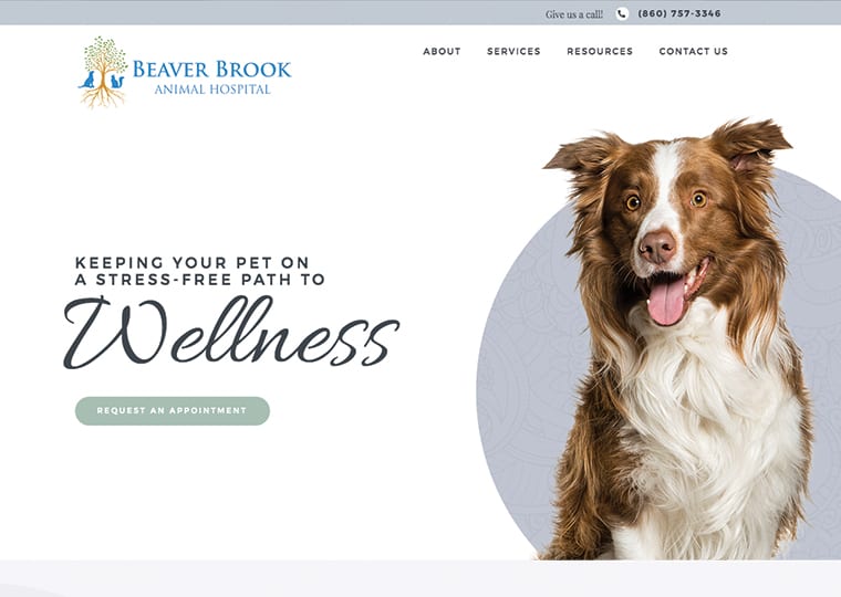 Homepage of Beaver Brook Animal Hospital Website