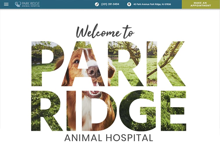 Homepage of Park Ridge Animal Hospital Website