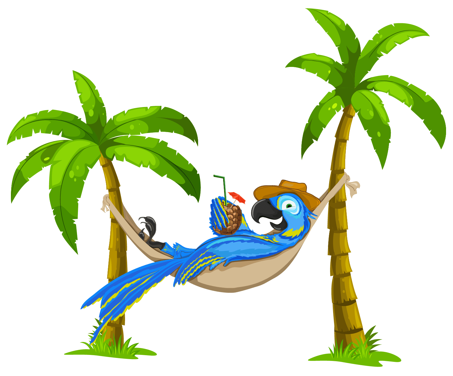 Paradise Parrot Mascot in Hammock