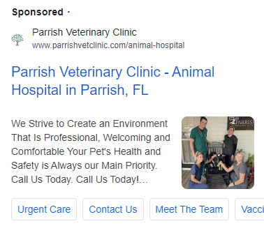 Parrish Veterinary Clinic ad