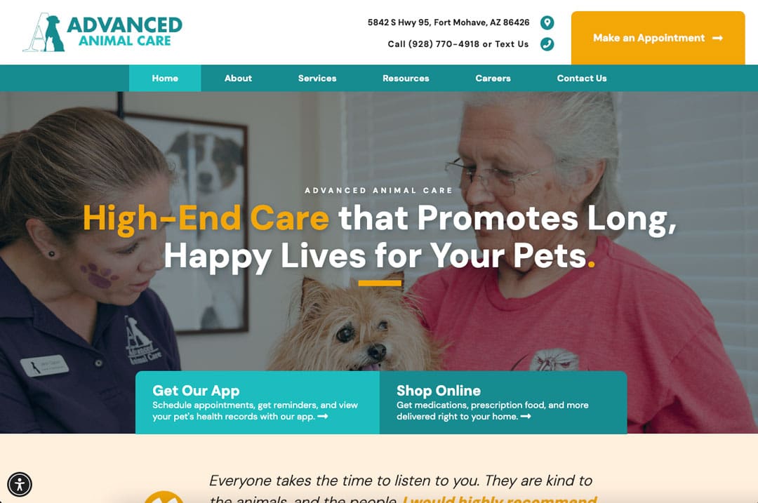 Advanced Animal Care homepage