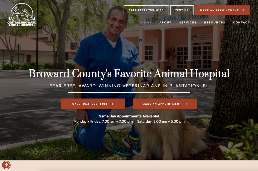 Central Broward Animal Hospital homepage