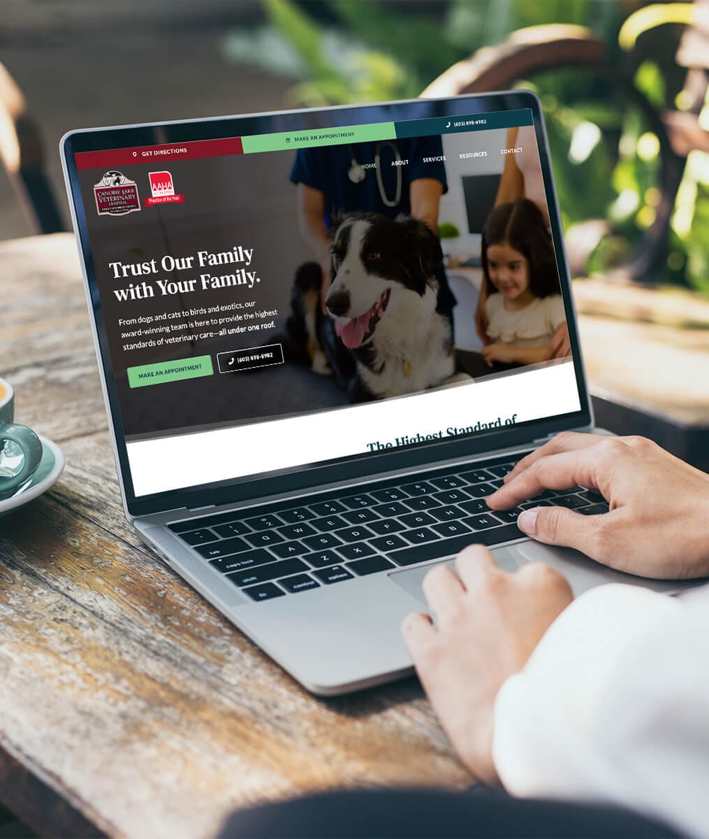 canobie lake veterinary hospital website visible on laptop screen