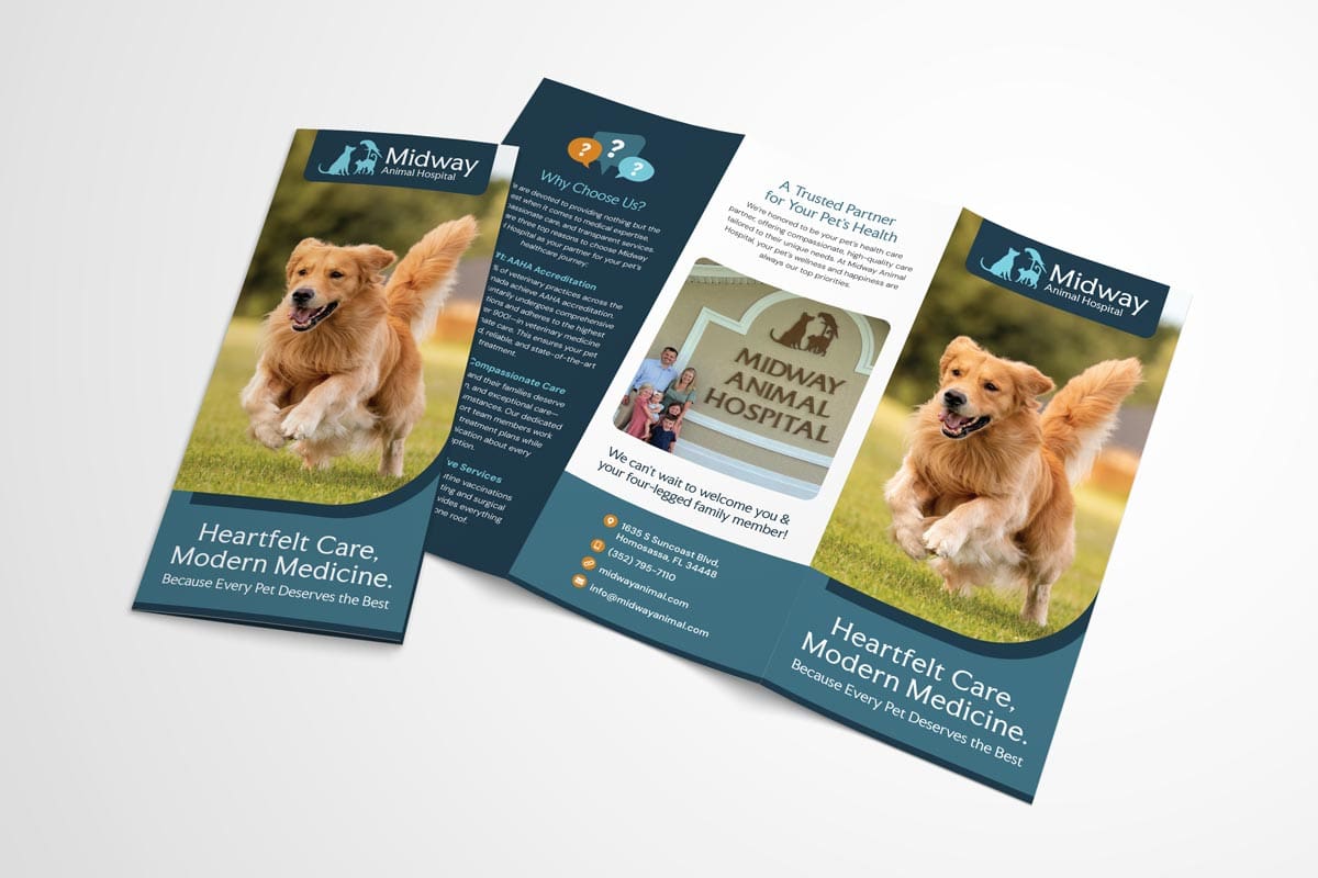 mockup of branded brochure for Midway Animal Hospital